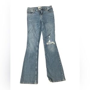 Free People Blue Flare Wide Leg Jeans